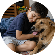 Criança e cachorro